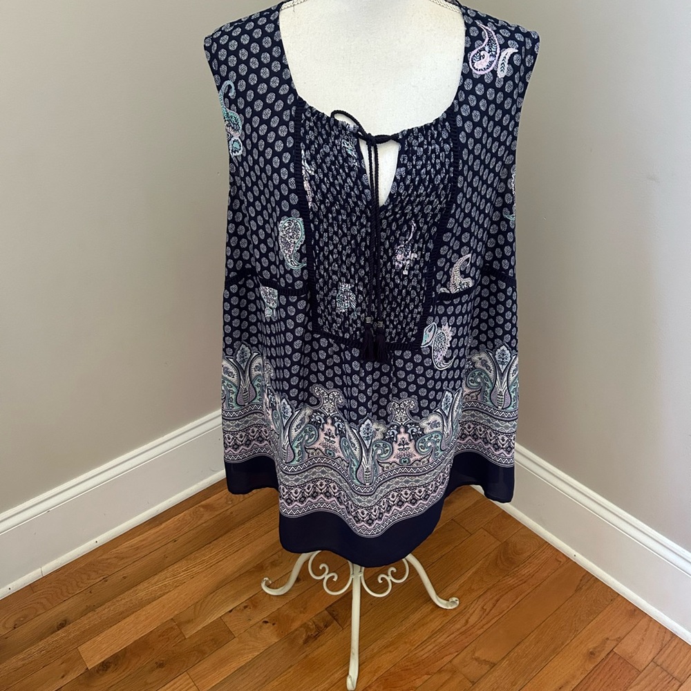 DR2 Daniel Rainn woman’s Plus size 2X blue sleeveless tunic paisley NWT
